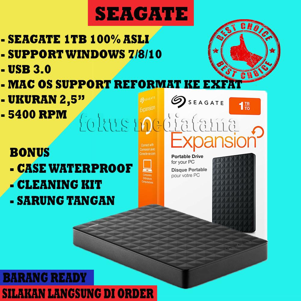Hardisk / HDD External Seagate Expansion 1Tb Usb 3.0 + Gratis Case Waterproof + Cleaning Kit + Sarung Tangan