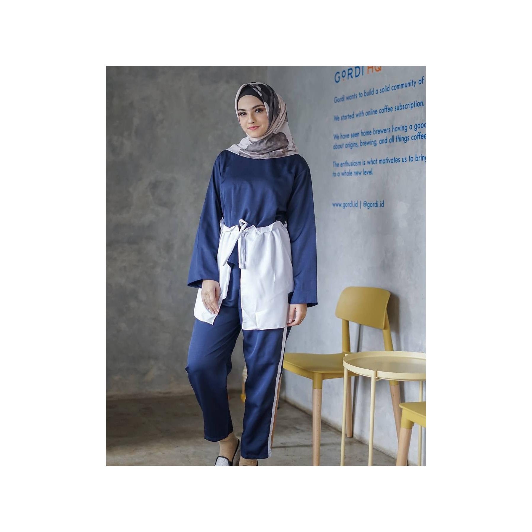 Stelan Jumpsuite “SF DISHA SET” Baju Panjang Muslim Hijab Moderen Pakaian Trand Baru 2018