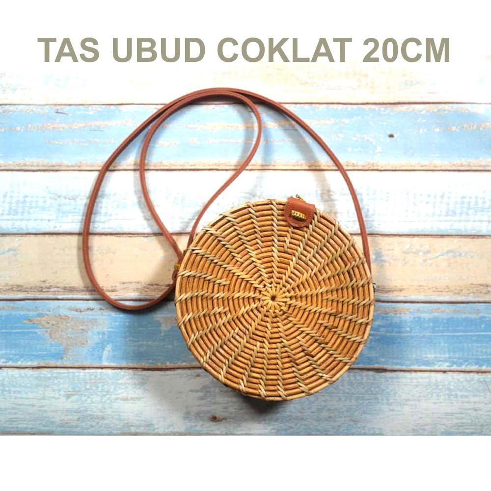 TERMURAH Tas Rotan Ate Bulat Bali 20cm - Ubud Coklat