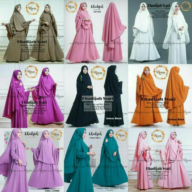 (TERBARU) Gamis Syari Set Khadijah syari Ori by Kanza (bata)