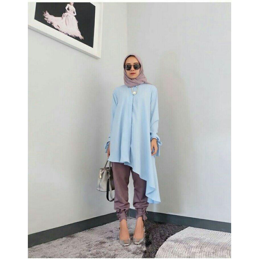 trendshopee Set Baju Mulim Atasan Tunik Dan Celana zaskia