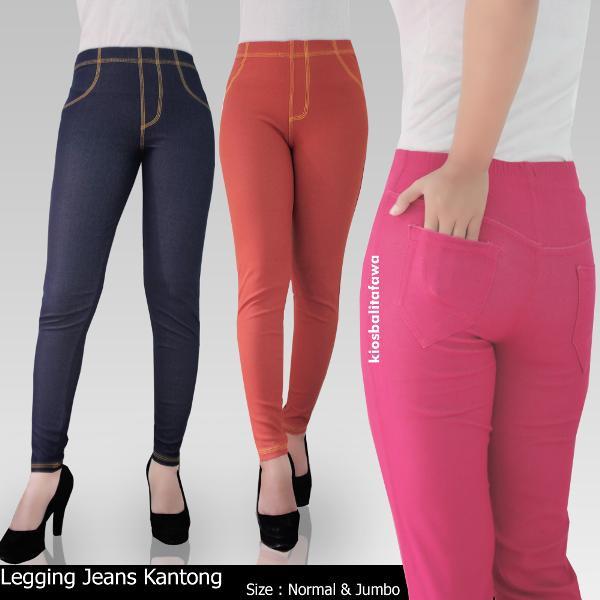 Diskon Terlaris Legging Jeans Dewasa POLOS Normal Kantong - Celana Panjang Promo Terbaik