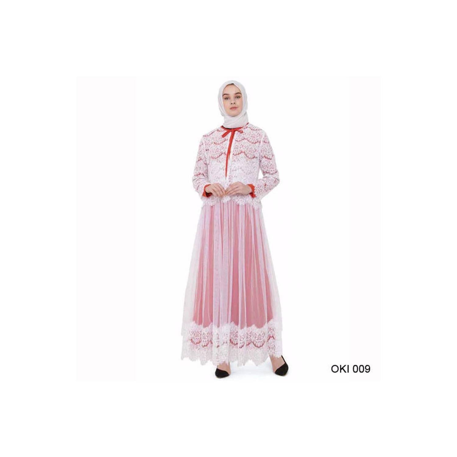 promo Baju Gamis Brokat Warna Putih Modis