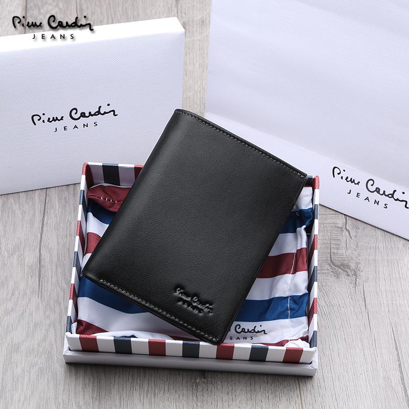 Pierre Cardin Tas Wanita Kulit Kulit Produk Asli Dompet Kulit Sangat Tipis (Hitam)