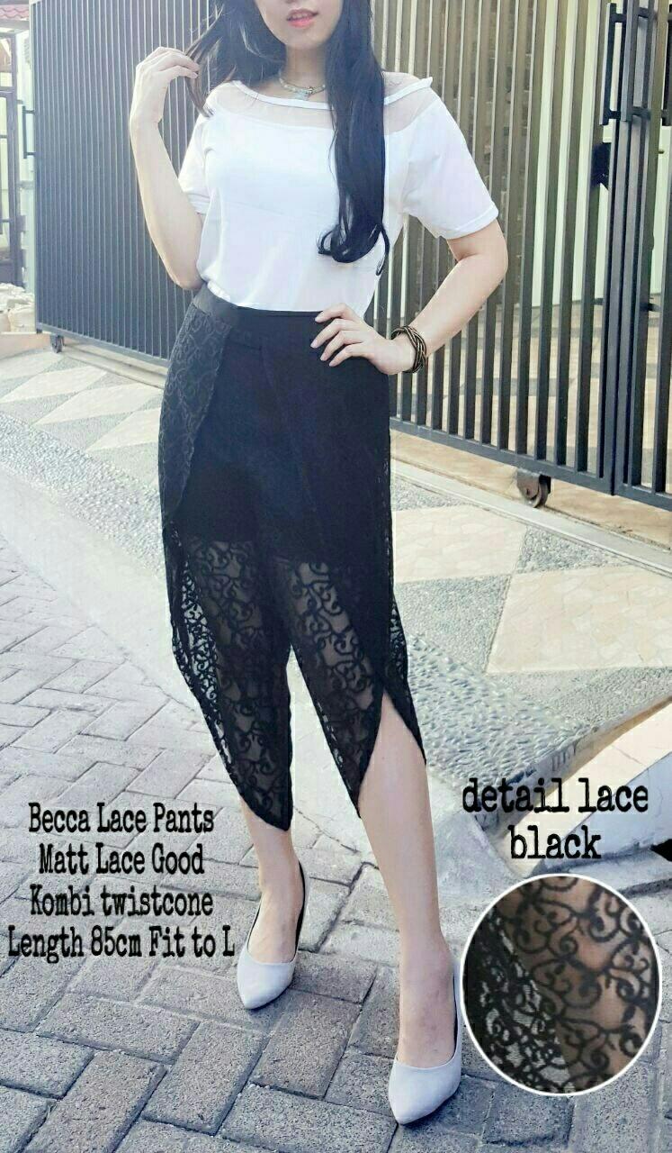 UC Celana wanita / celana kulot brukat / celana modis brokat celana Pendek / Short Pants Import 3/4 7/8 RN (ccabe) - Hitam