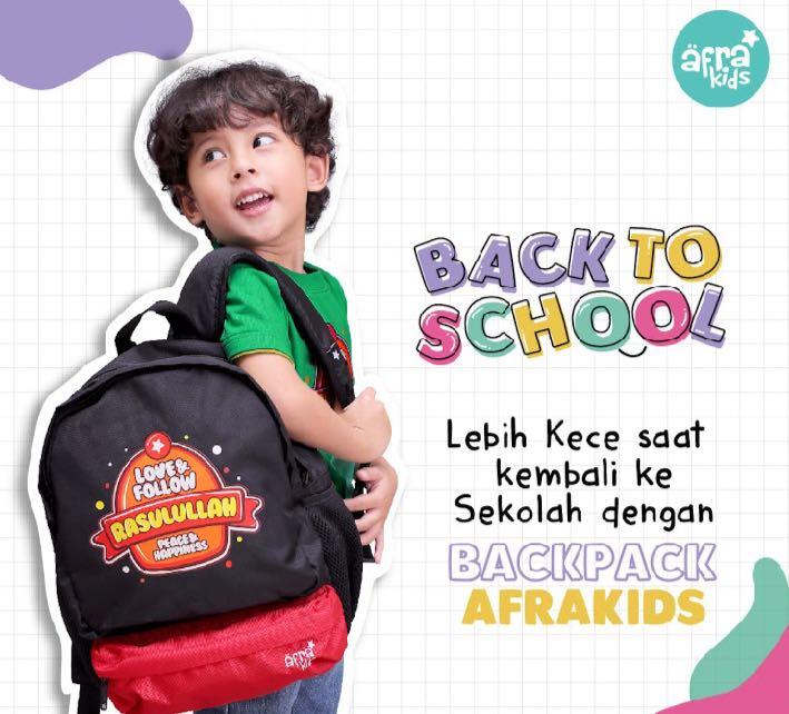 Tas Backpack Afrakids - Love & Follow Rasulullah - Tas Anak yg kuat dan Islami