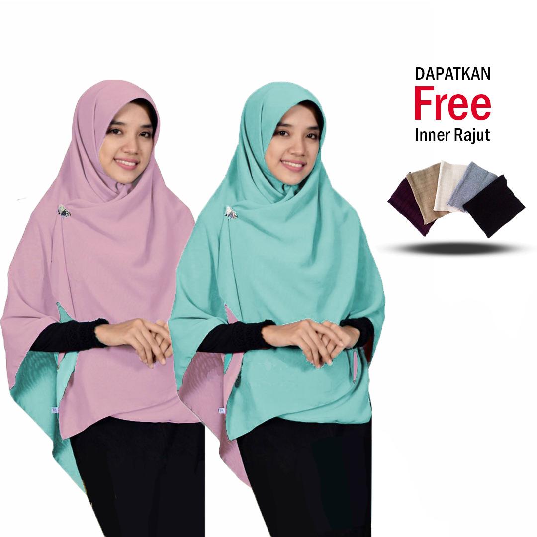 Zannah Hijab / Daily Fashion Muslim Terbaru / Jilbab Segi4 Bolak Balik Dua Warna / Khimar Segiempat / Persegi / Segi Empat Murah Paling Laris / Harga Grosir Jumbo - Free Inner