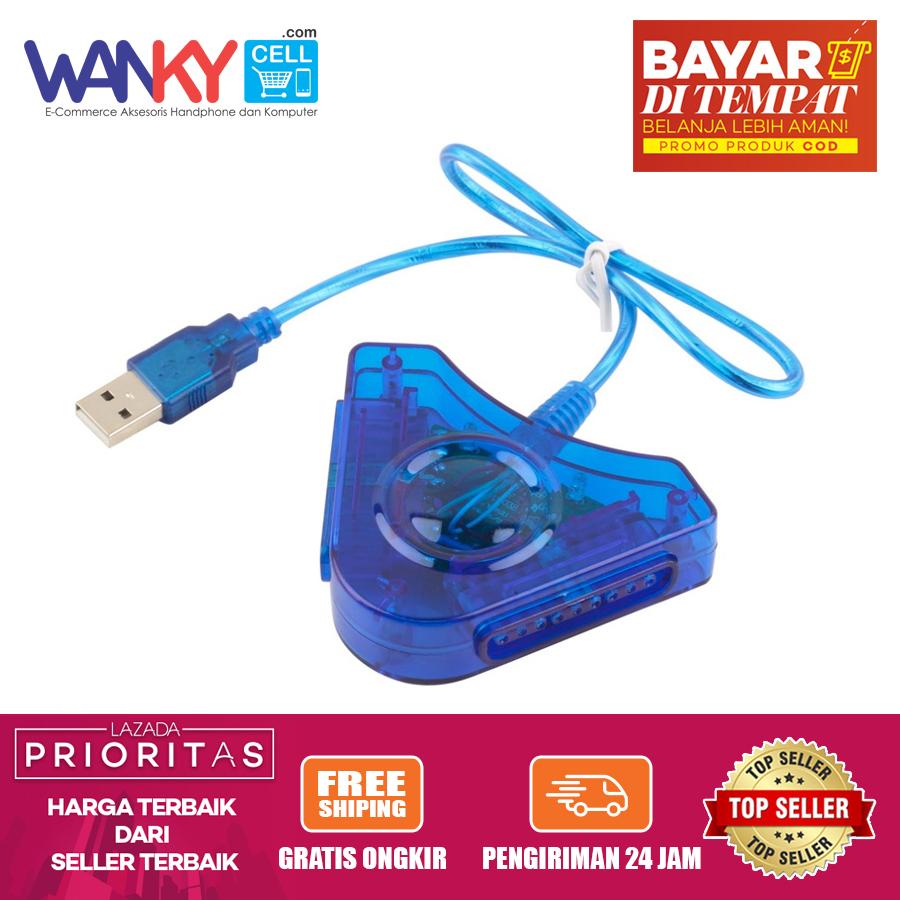 Converter Stick PS2 Game Controller Double to USB PC/Laptop/HP/PS3/PS4 - Biru