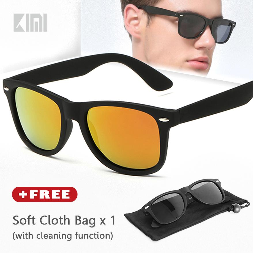 KIMI Kacamata Polarized Unisex Hitam WAYFARE Klasik Wayframe Square Sunglasses Fashion Retro Gaya Kuat Bingkai Sudut Vintage Desain Lensa Cermin Mengemudi Kacamata