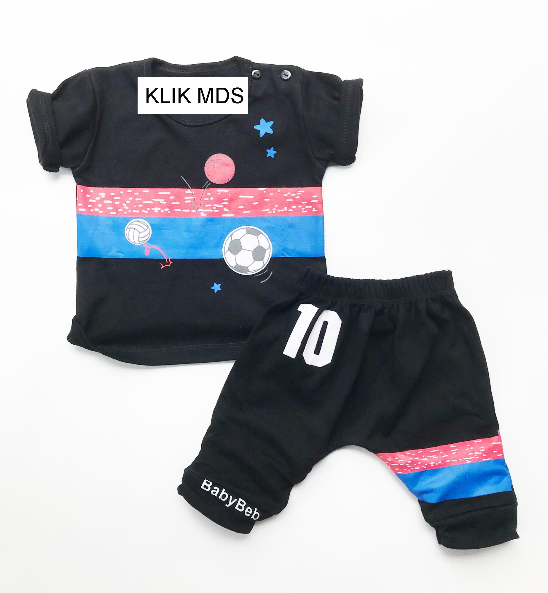 Klik Mds Baju Anak Bayi Laki-laki Setelan Atasan dan Celana Motif Karakter Sepak Bola