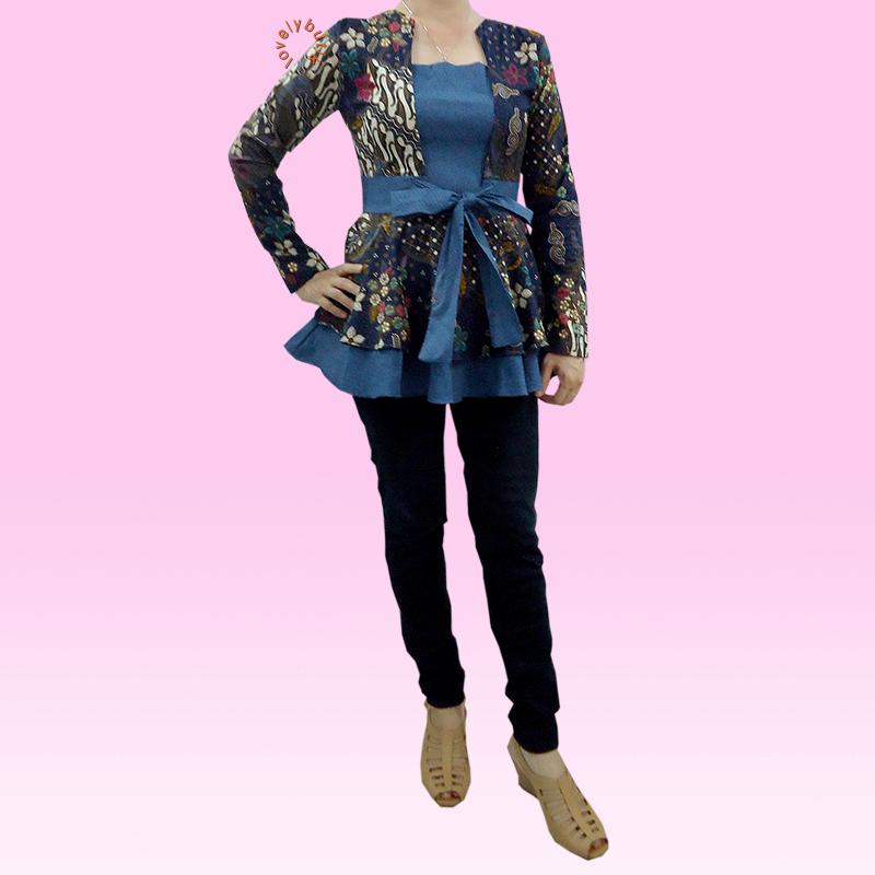 Lovely Ribbon Peplum Batik Wanita/Baju Wanita Terbaru/Abaya Blouse Kebaya/Kebaya Abaya Atasan Kebaya/Abaya Blouse Kebaya Baju/Blouse Kebaya Kutubaru Batik