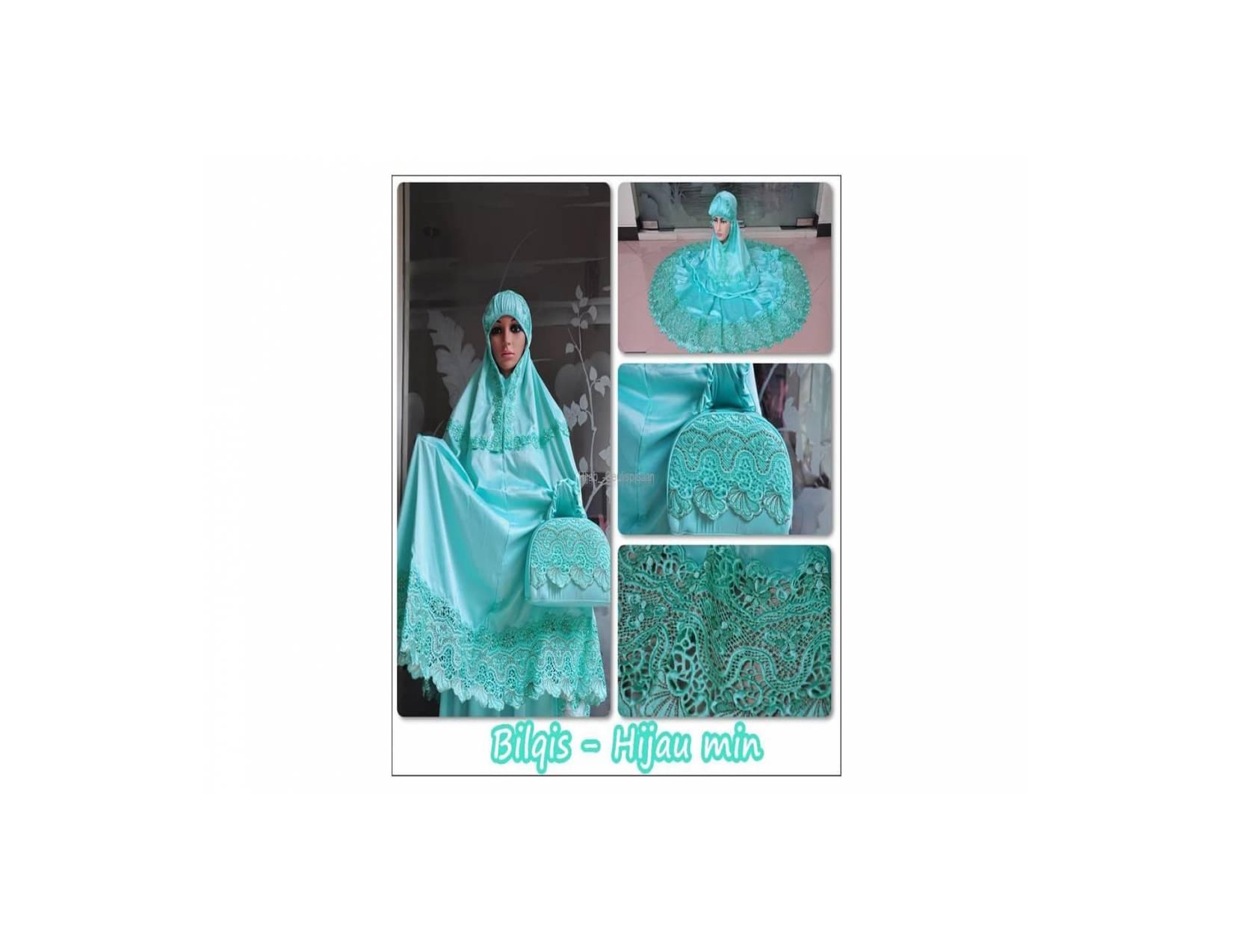 MUKENA VELVET LACE BILQIS HIJAU MINT ECER MURAH BERKUALITAS