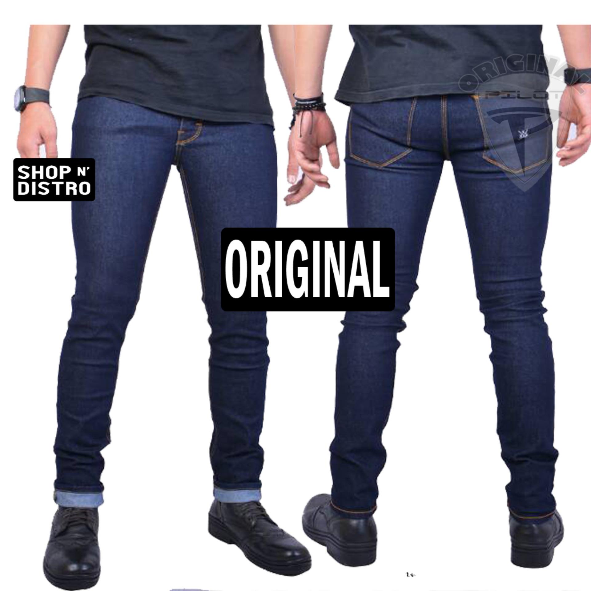 PILOT - Celana Jeans Pria Original Navy - Celana Denim - Celana Pria - Levis - Celana Panjang - Skinny - Slimfit - celana biker