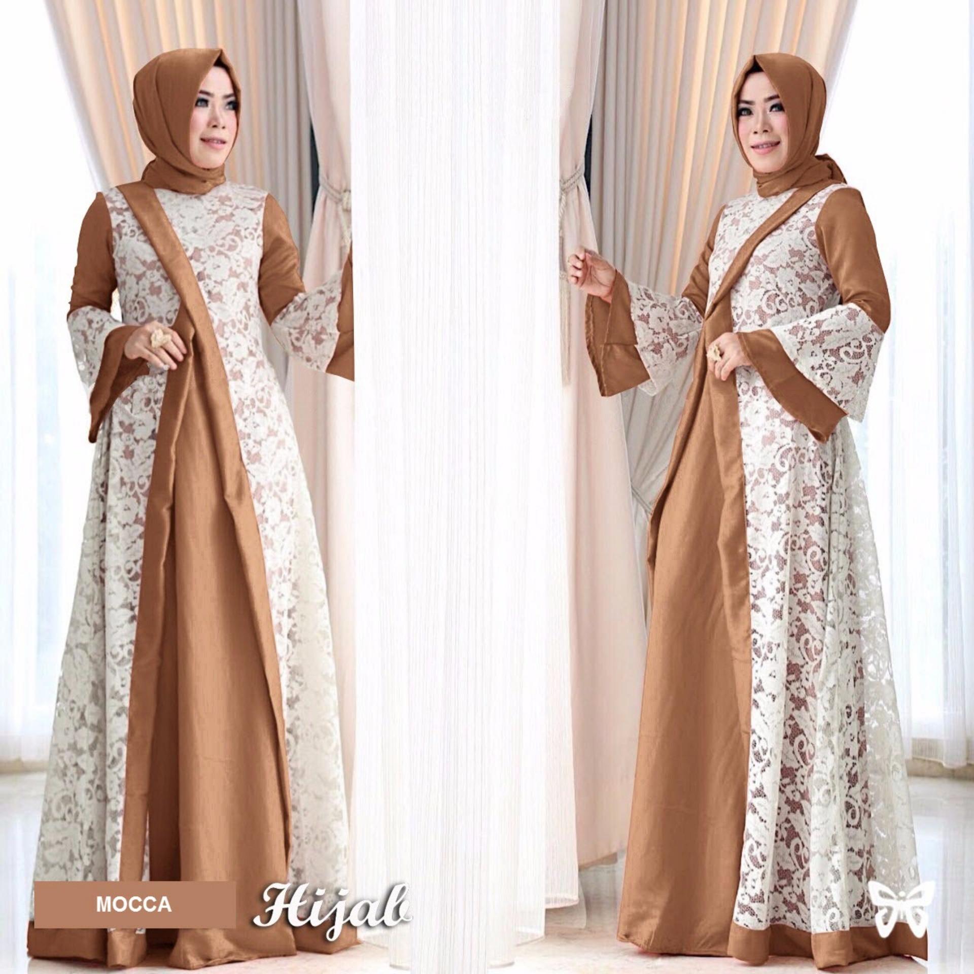 Sera Outfit Maxi Dress Lengan Panjang Set 2 in 1 MSR157 / Gamis Syari / Gaun Pesta Muslimah / Baju Muslim Wanita Syar'i / Hijab Jilbab Pashmina / Srmeizza