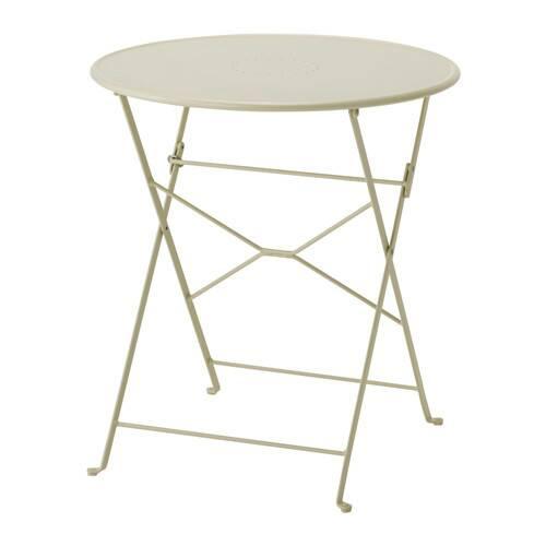 PROMO!! IKEA SALTHOLMEN Meja Lipat Luar Ruang - Diameter 65 cm, krem MURAH / BUBBLE 3 LAPIS / ORIGINAL / IKEA ORIGINAL