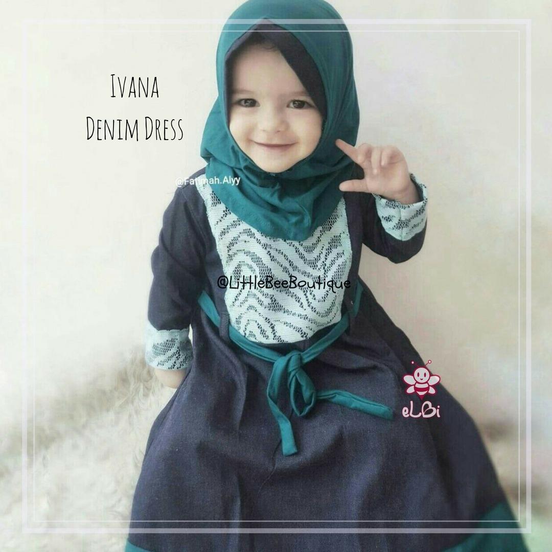 eLBi Ivana Dress Set Little Bee Boutique / Baju Anak / Baju Anak Perempuan / Baju Casual Anak Balita / Setelan Anak Perempuan / Long Denim Dress Anak