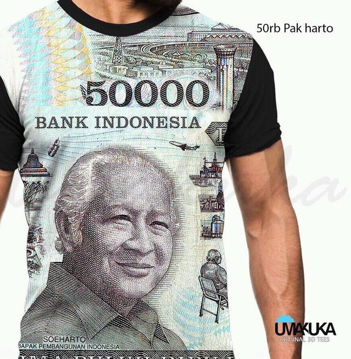 Hemat 10%!! Kaos Uang 50 Ribu Pak Harto 3D Umakuka Fullprint - ready stock