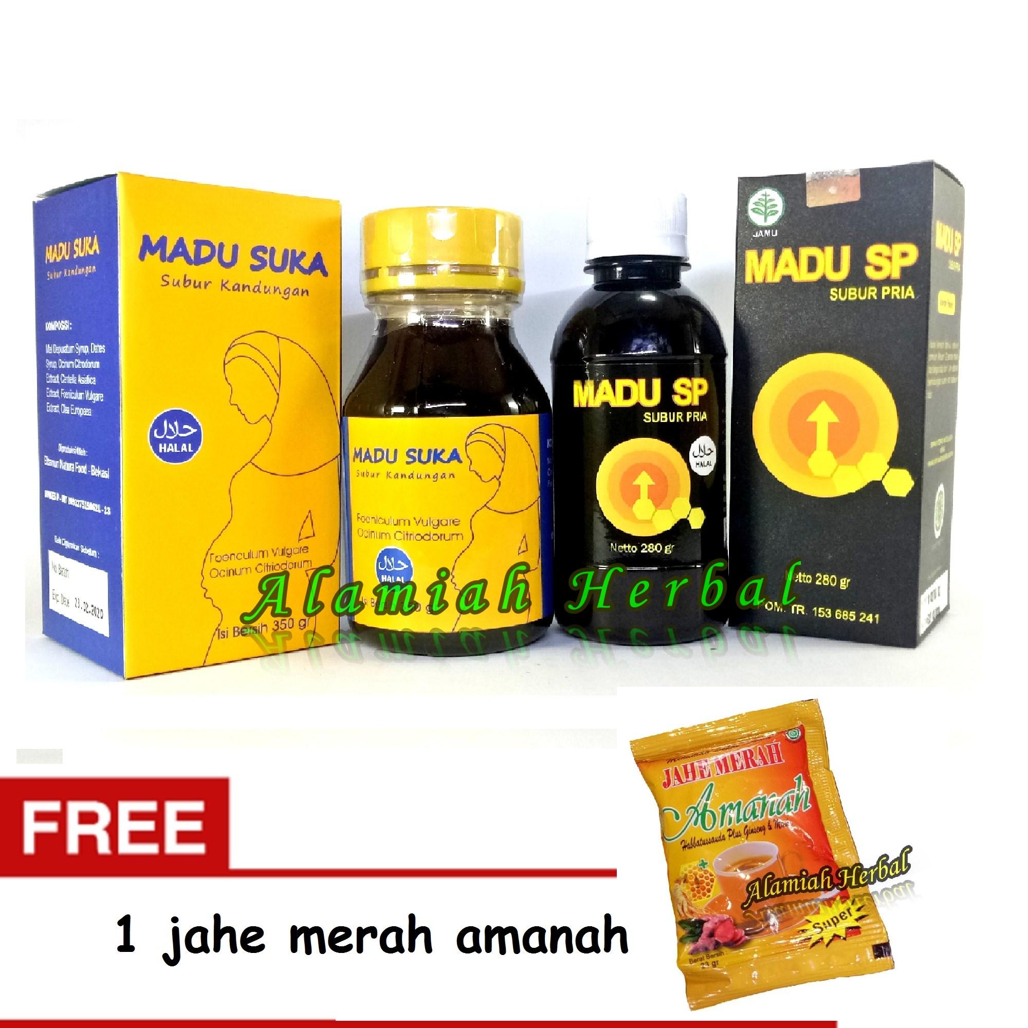 alamiah herbal - Madu SUKA - Subur Kandungan Dan madu Subur Pria / Paket MAdu Penyubur kandungan + Jahe merah 1 sachet