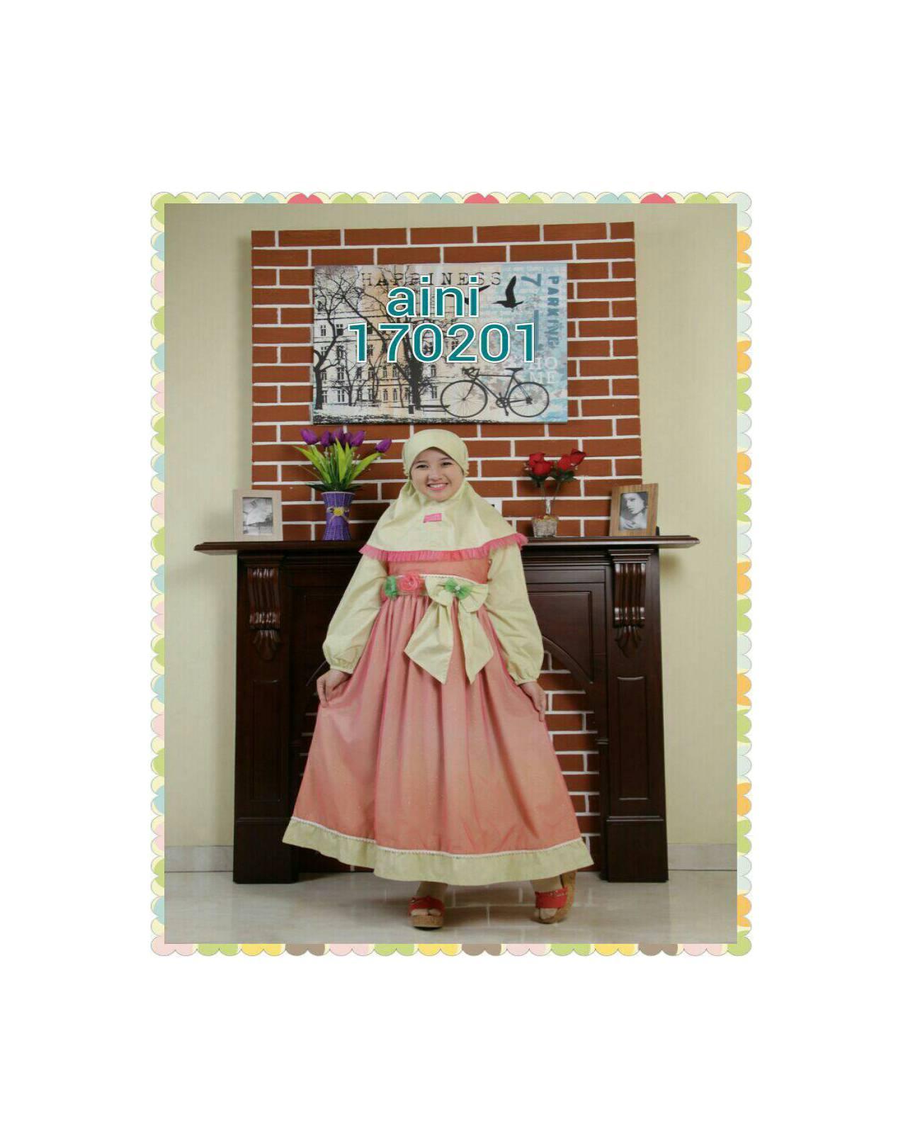 Set Busana Muslim Anak Usia Balita TK SD, Gamis Pesta Anak Aini 170201
