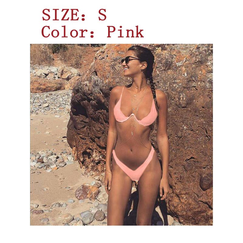 Lady Kepribadian Berkumpul Steel Dukungan Membagi Bikini Swimsuit-Ukuran dan warna tampilan gambar utama-Intl