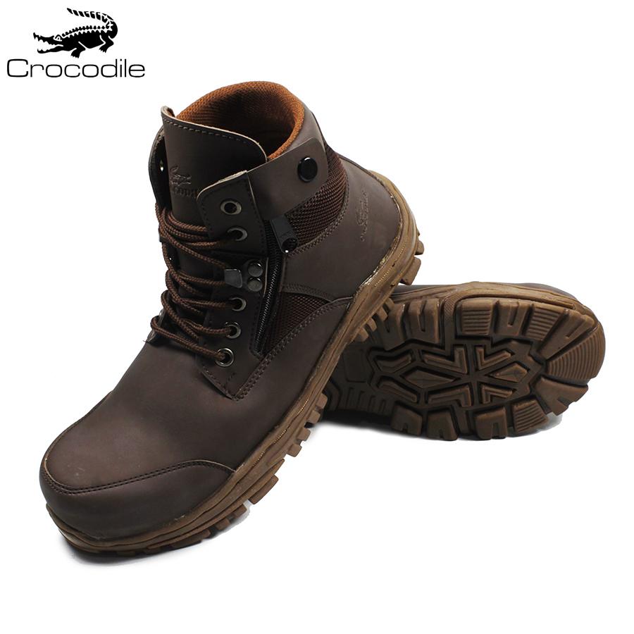 Crocodile Delta Jointer Cokelat Sepatu Boots Pria Safety Tracking Ujung Besi Proyek Kerja Lapangan Hiking Touring Bikkers