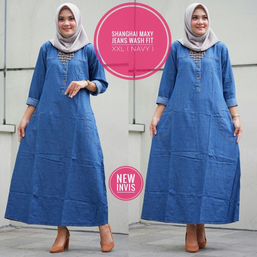Gamis Shanghai Maxi - Gamis Maxi Jeans - Long Dress - Baju Muslim Wanita Gamis Shanghai Maxi - Gamis Maxi Jeans - Long Dress - Baju Muslim Wanita