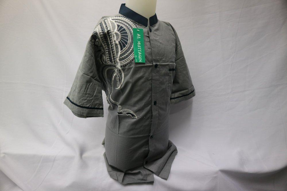 Busana Muslim Anak Kemeja Anak Baju Koko Anak Laki Sekolah SD SMP Lengan Pendek Abu Bordir Al Muttaqin Tanah Abang KKT 053 di lapak Al Muttaqin Collection produsenbajukoko