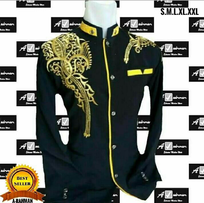 Jasko Hitam variasi //bervariasi bordir/Jaskoko keren/Baju Pria modren/paling banyak penjualan/terbaru /Moslem Wear/Pakaian Pria/Semi Jas/Koko terbuat dari bahan higtwis tebal nyaman dipakai/ tidak berpuring