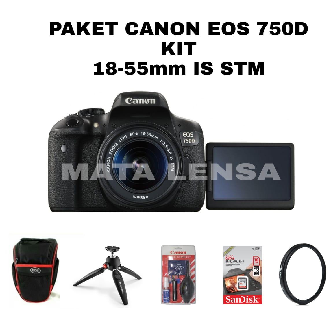 PROMO Paket Kamera / Camera Canon EOS 750D Kit (EF-S18-55mm IS STM) Original Bergaransi