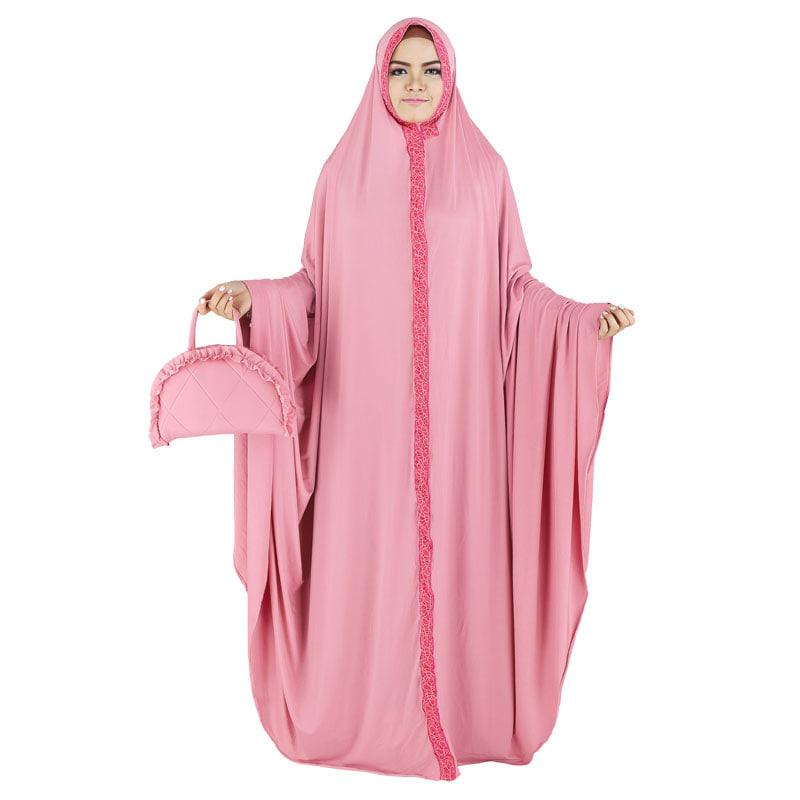 Mukena Spandex Wanita Cewe Remaja Dewasa Spandek Warna Pink RAO 057 RZ
