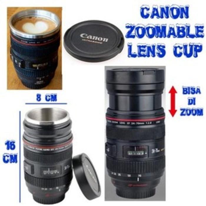LENS MUG THERMOS STAINLESS GELAS kamera Canon Zoomable Lens Cup  TERLARIS