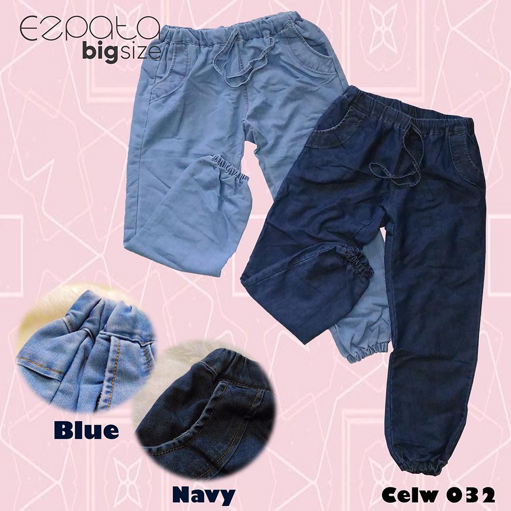 Ezpata Celana Jeans Panjang Kulot Jogger Jumbo Big Size Wanita Ukuran 4L Melar XXL Bahan Jins Wash Lentur Perut Serut Kekinian Murah