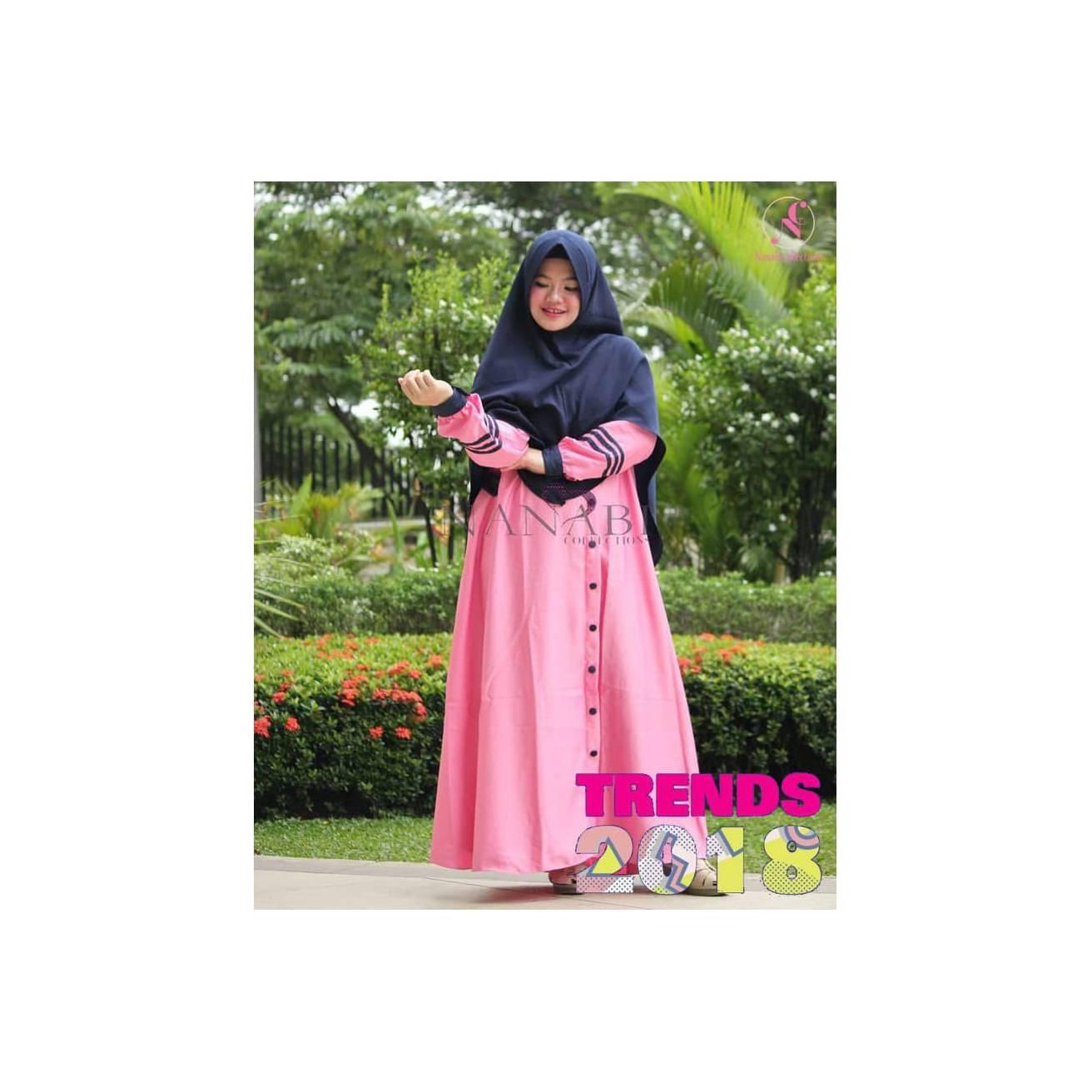 PROMO set abaya pink navy BERKUALITAS KEKINIAN