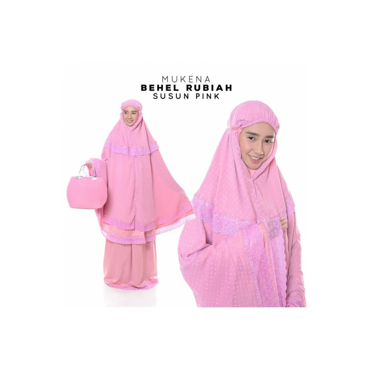 MUKENA DEWASA BEHEL RUBIAH SUSUN PINK MADE IN TASIKMALAYA