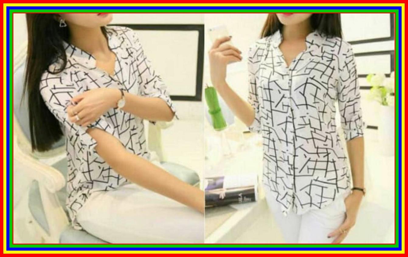 Kem Asia RO Kemeja Wanita Katun Rayon Putih