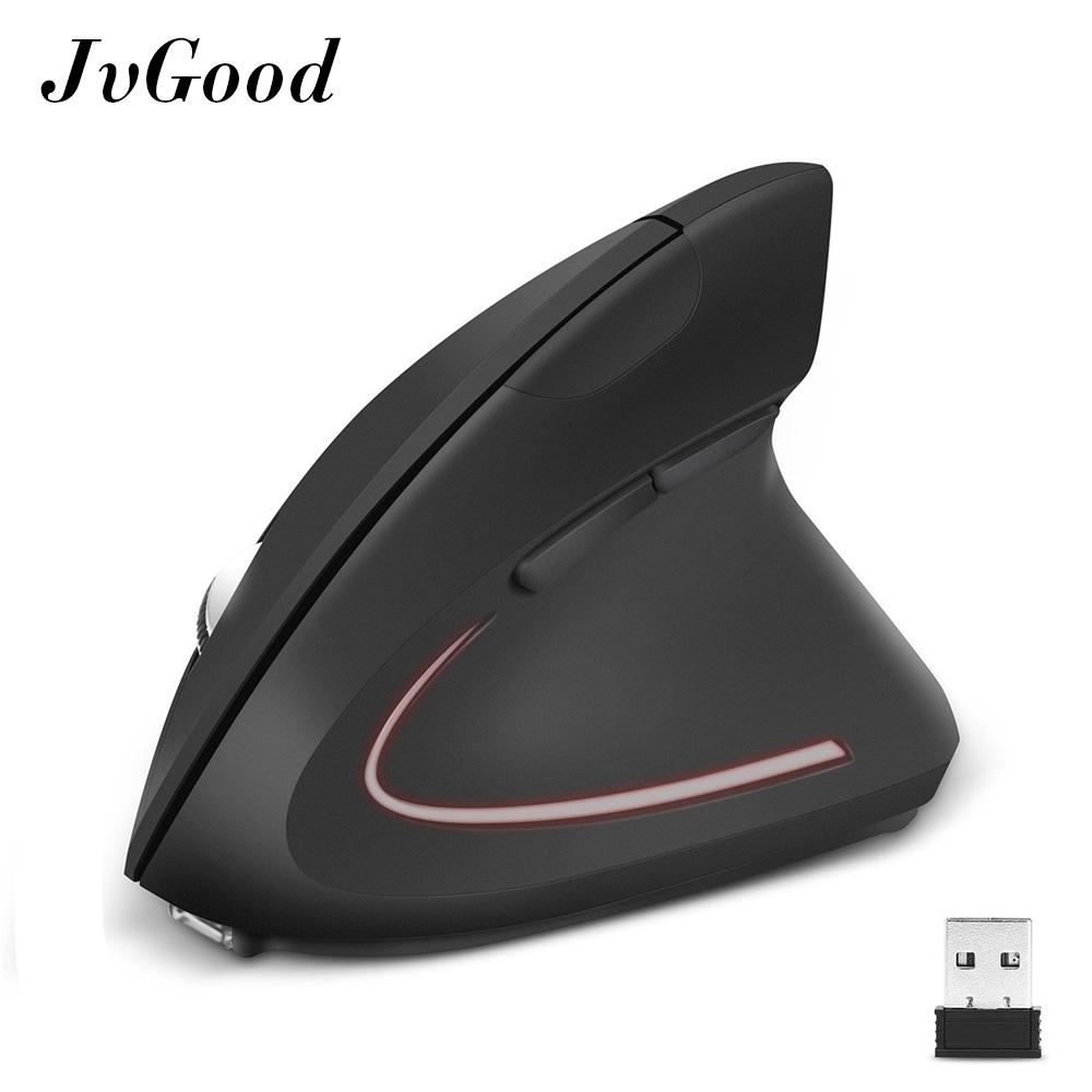 JvGood Mouse Gaming 2.4G Nirkabel Vertikal Ergonomis Mouse Optik, Gaming Mouse Mouse 800/1200/1600 DPI, 5 Tombol-Hitam