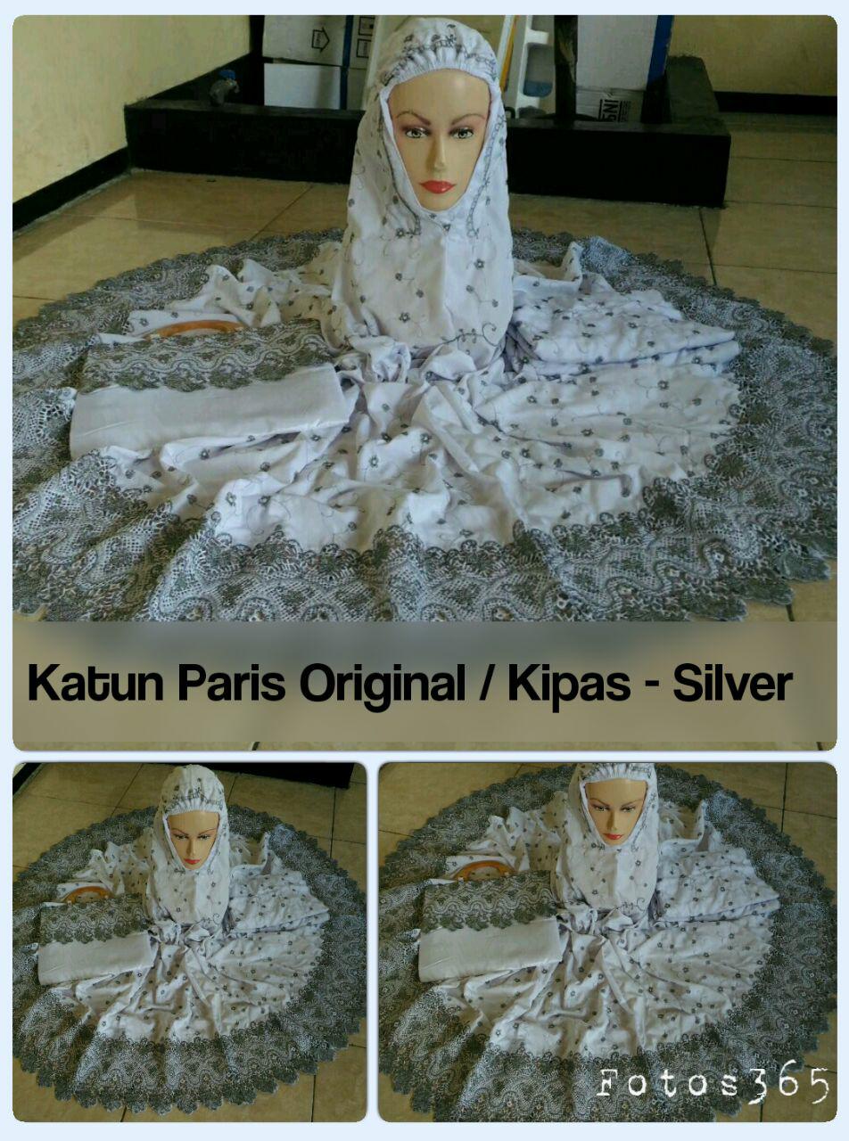 Mukena Bordir Tasik Mukena Cantik Katun Paris Original Kipas Silver