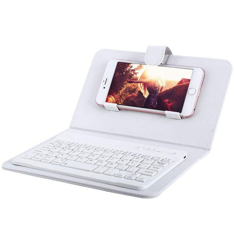 Universal Nirkabel Bluetooth Keyboard PU Flip Case untuk IOS/Android Ponsel-Intl