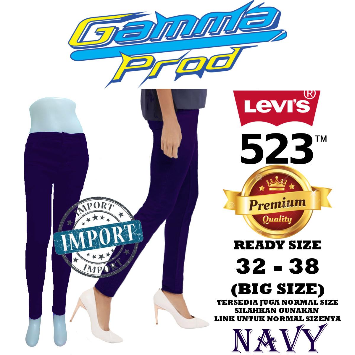 Celana Soft Jeans LEVIS 523 NAVY Skinny WANITA PREMIUM Zipper YKK BIG SIZE