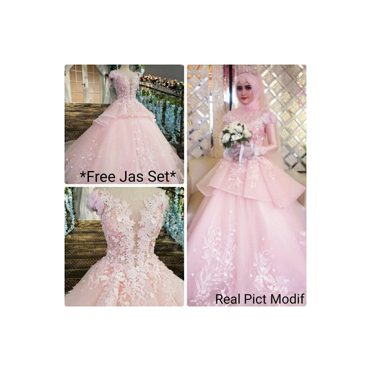 CN XJ00196 a Gaun Baju Pengantin Wedding Dress Muslim bisa Custom