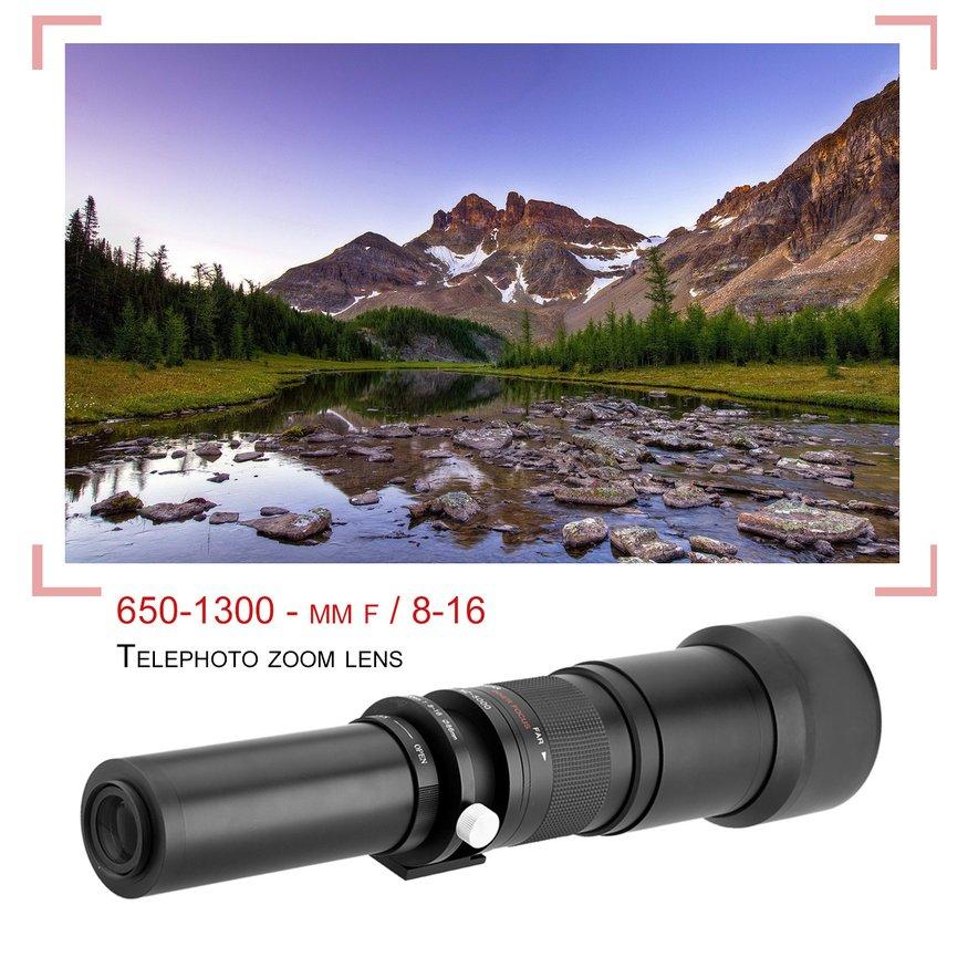 Uinn Lightdow 650-1300 Mm F8-16 Panjang Manual Lensa Variabel T2 Mount untuk Canon