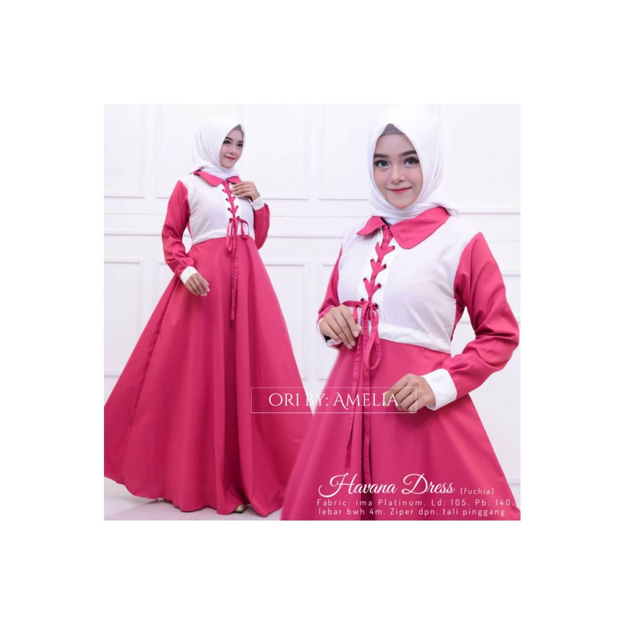 baru havana dres gamis maxy katun ima polos ori busui umbrella adem