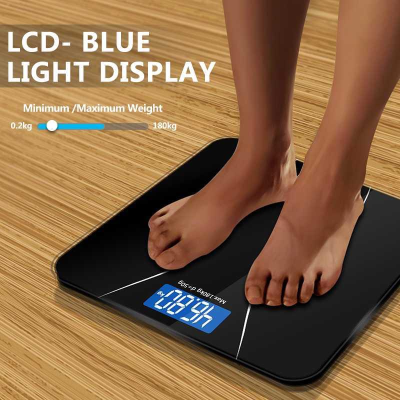 Taffware Timbangan Badan Elektronik 180kg Digital Weight Electronic Body Personal Scale LCD Indicator Display Bentuk Kotak Battery Power AAA Akurat Weigher Material Kaca Tempered Glass Kuat Kokoh s8793 - Black