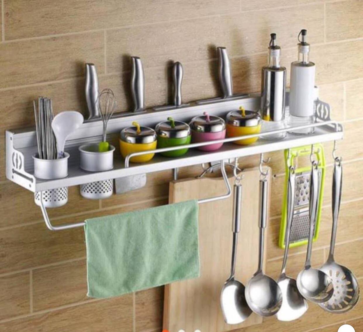 Rak Gantung Tempat Bumbu / Rak Dinding Dapur Aluminium Serbaguna
