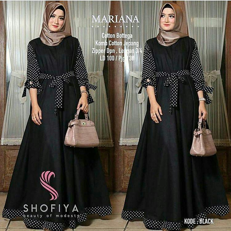 GAMIS SYARI MURAH MARIANA HITAM / GAMIS MURAH / LONG DRESS / GAMIS BARU / BAJU MUSLIM / MURAH WANITA