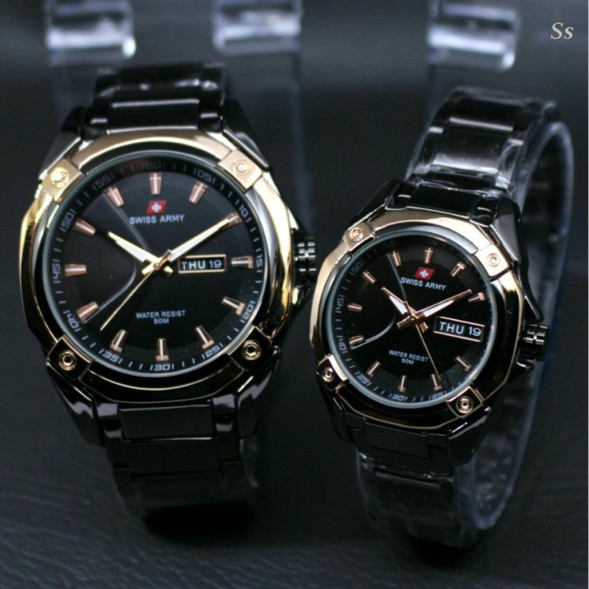 SWISS ARMY ORIGINAL FITUR TANGGAL HARI AKTIF JAM TANGAN COUPLE STAINLESS STEEL LTTS810