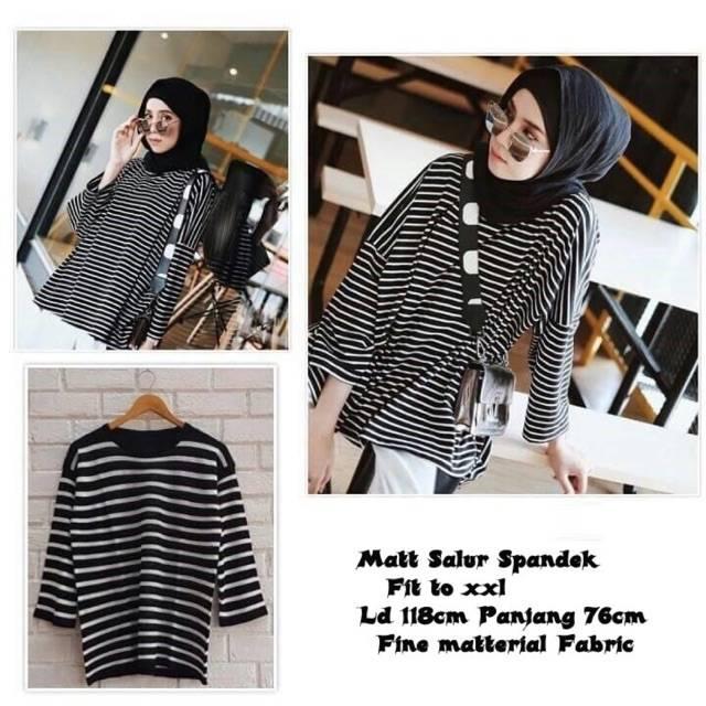 Damai fashion - baju atasan muslim Kalong Fatimah stripe- konveksi tanah abang