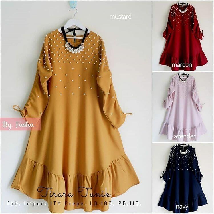 Atasan Baju Muslimah Tirara Tunik Gamis Panjang Hijab Casual Pakaian Wanita Hijab Modern @rk