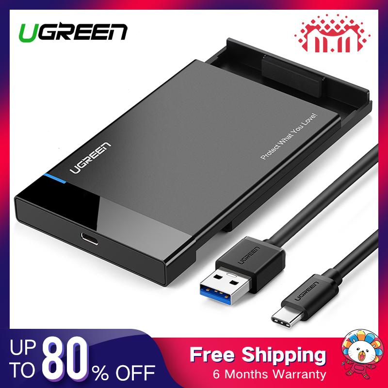UGREEN USB C Hard Drive Enclosure 2.5 inch USB 3.1 Gen 2 Type C to SATA External Hard Drive Disk Case Adapter Housing for 9.5mm 7.5mm 2.5 Inch SATA I II III, PS4, HDD, SSD Up to 6TB