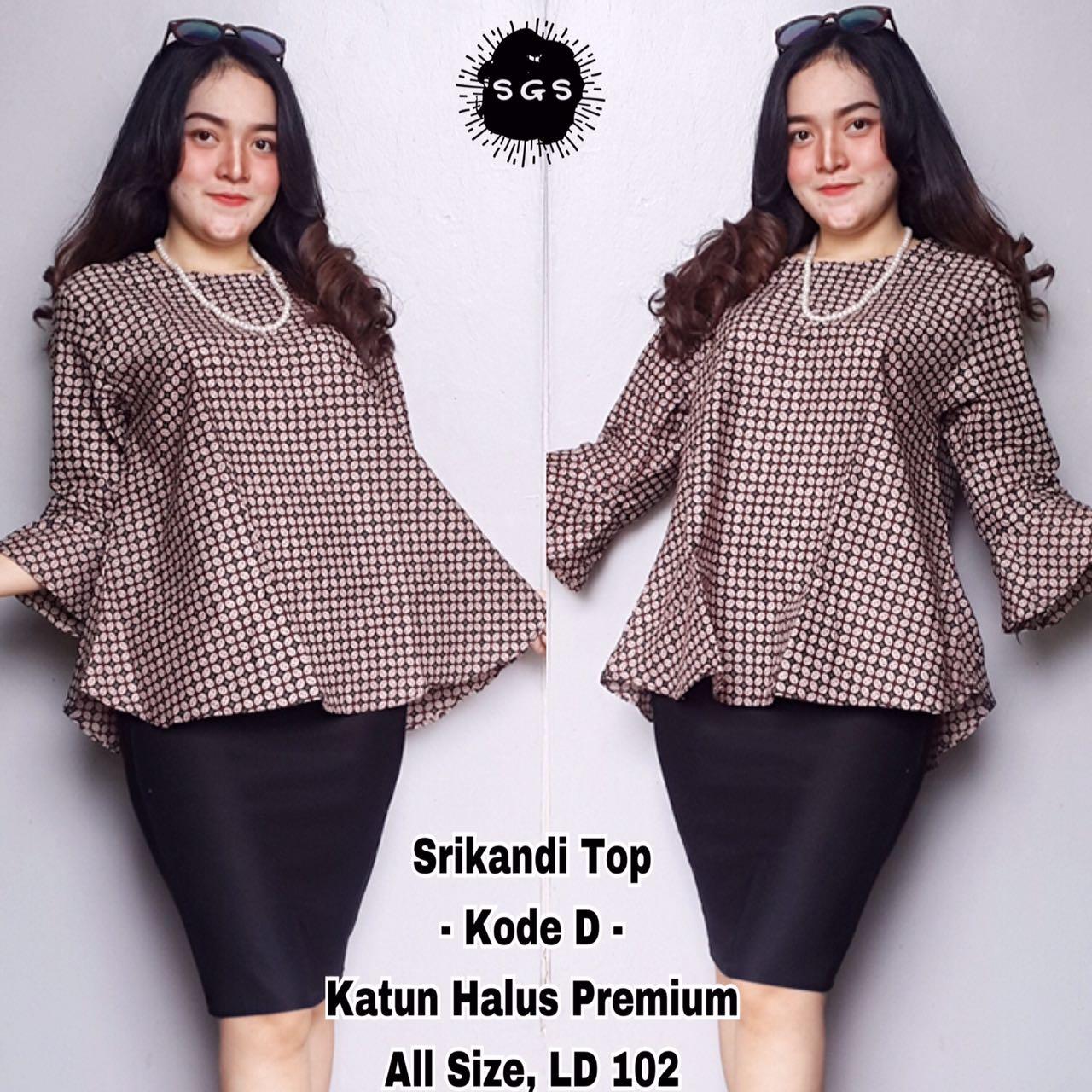 Atasan Blouse Batik Wanita - Blus Kantoran - Blus Lengan Panjang - Blus Srikandi Top D